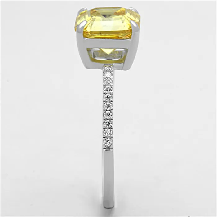 Alamode Rings TS175 Rhodium 925 Sterling Silver Ring with Cubic in Topaz