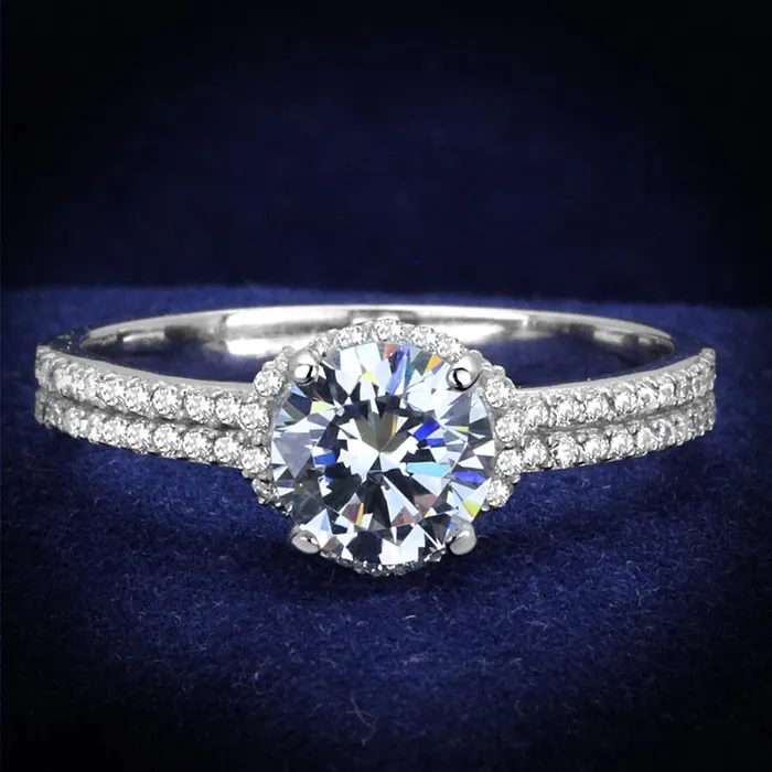 Alamode Rings TS197 Rhodium 925 Sterling Silver Ring with AAA Grade CZ in Clear Alamode Rings TS197 Rhodium 925 Sterling Silver Ring with AAA Grade CZ in Clear