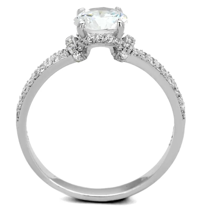 Alamode Rings TS197 Rhodium 925 Sterling Silver Ring with AAA Grade CZ in Clear