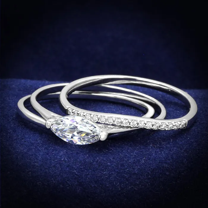 Alamode Rings TS208 Rhodium 925 Sterling Silver Ring with AAA Grade CZ in Clear Alamode Rings TS208 Rhodium 925 Sterling Silver Ring with AAA Grade CZ in Clear
