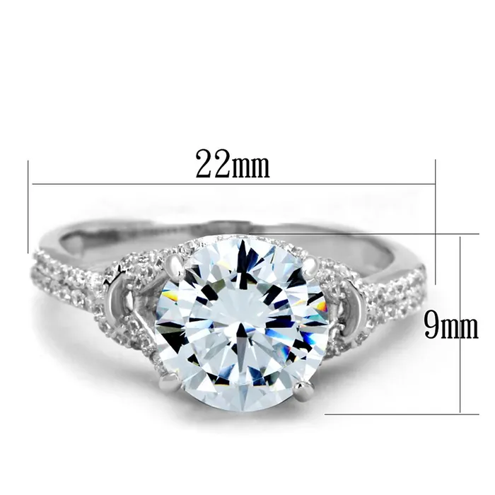 Alamode Rings TS304 Rhodium 925 Sterling Silver Ring with AAA Grade CZ in Clear