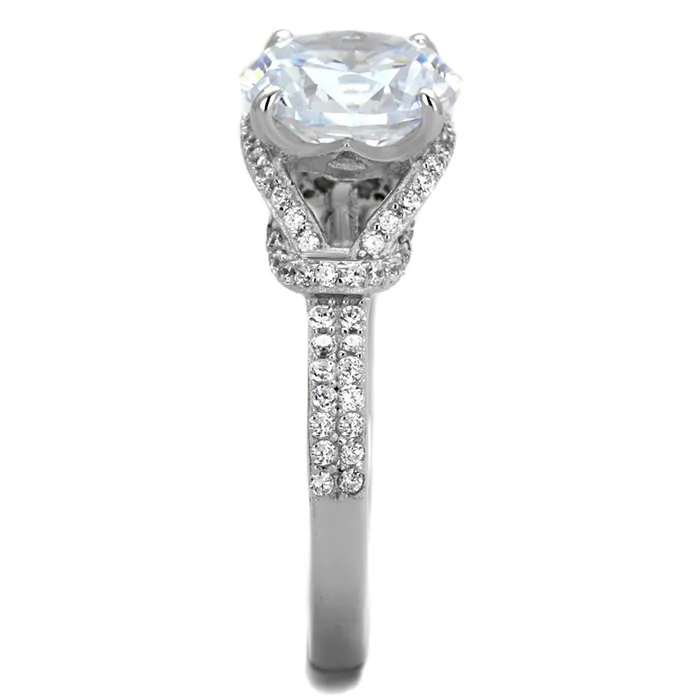 Alamode Rings TS304 Rhodium 925 Sterling Silver Ring with AAA Grade CZ in Clear