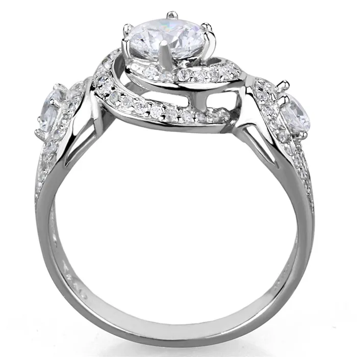Alamode Rings TS332 Rhodium 925 Sterling Silver Ring with AAA Grade CZ in Clear