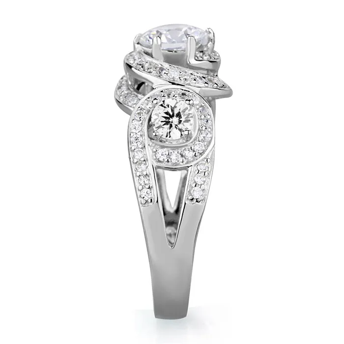Alamode Rings TS332 Rhodium 925 Sterling Silver Ring with AAA Grade CZ in Clear