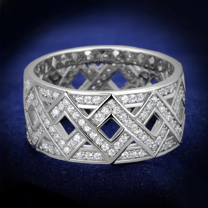 Alamode Rings TS372 Rhodium 925 Sterling Silver Ring with AAA Grade CZ in Clear Alamode Rings TS372 Rhodium 925 Sterling Silver Ring with AAA Grade CZ in Clear