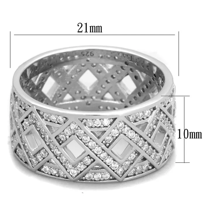 Alamode Rings TS372 Rhodium 925 Sterling Silver Ring with AAA Grade CZ in Clear