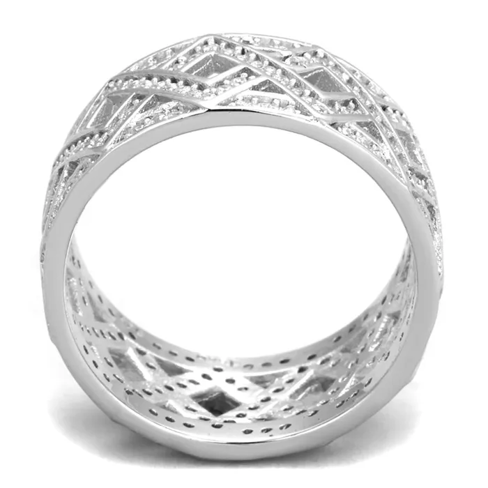 Alamode Rings TS372 Rhodium 925 Sterling Silver Ring with AAA Grade CZ in Clear