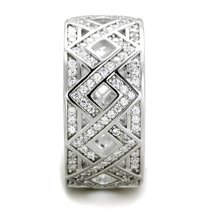 Alamode Rings TS372 Rhodium 925 Sterling Silver Ring with AAA Grade CZ in Clear