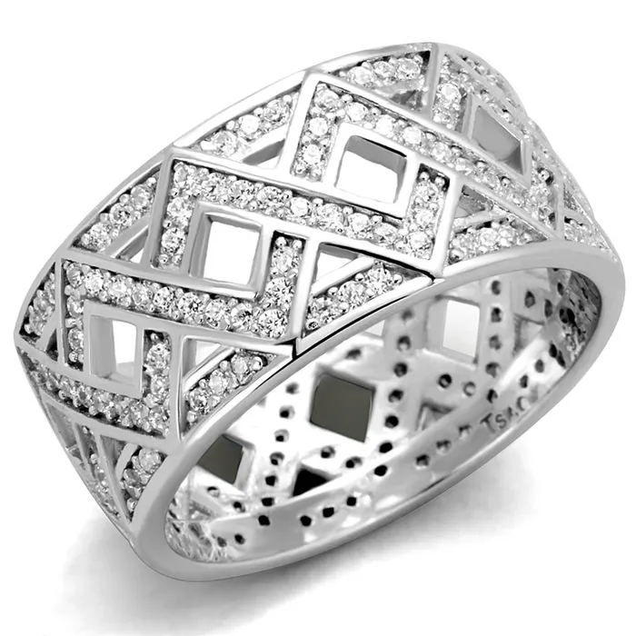 Alamode Rings TS372 Rhodium 925 Sterling Silver Ring with AAA Grade CZ in Clear
