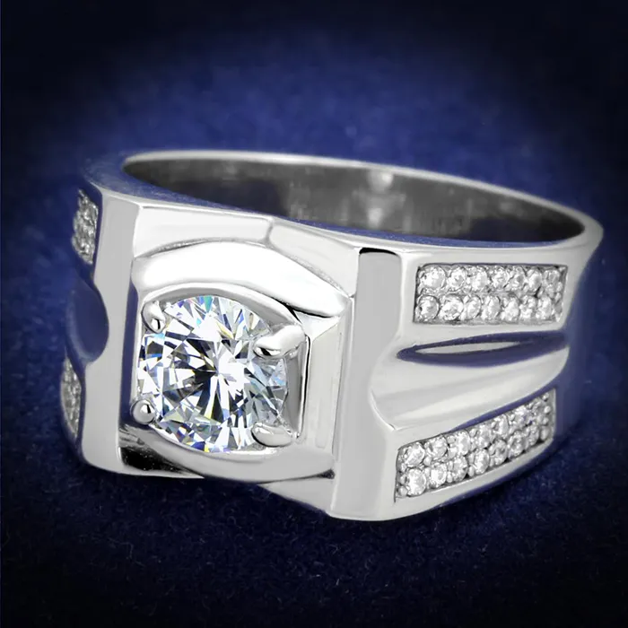 Alamode Rings TS385 Rhodium 925 Sterling Silver Ring with AAA Grade CZ in Clear Alamode Rings TS385 Rhodium 925 Sterling Silver Ring with AAA Grade CZ in Clear