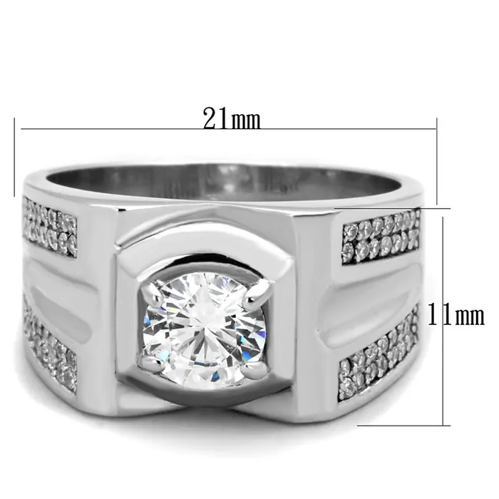 Alamode Rings TS385 Rhodium 925 Sterling Silver Ring with AAA Grade CZ in Clear