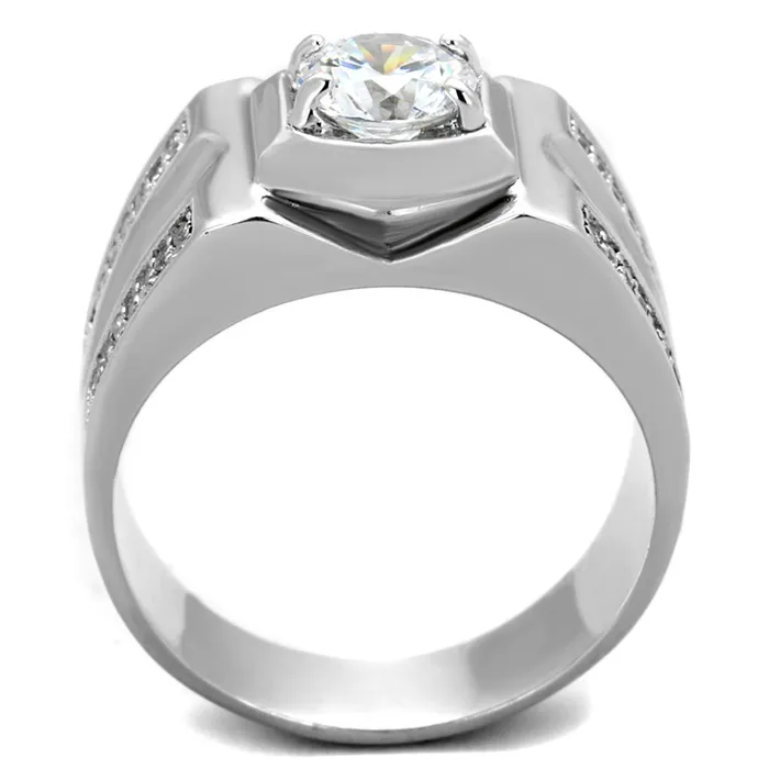 Alamode Rings TS385 Rhodium 925 Sterling Silver Ring with AAA Grade CZ in Clear