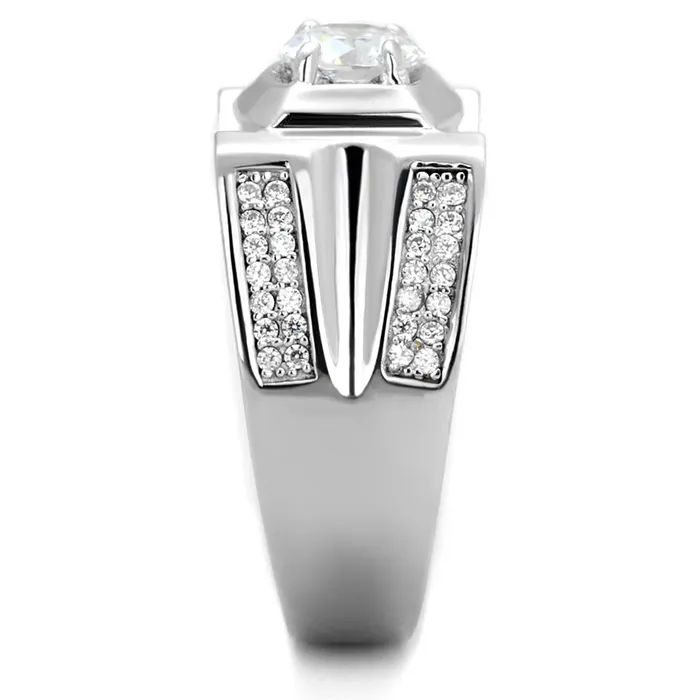 Alamode Rings TS385 Rhodium 925 Sterling Silver Ring with AAA Grade CZ in Clear
