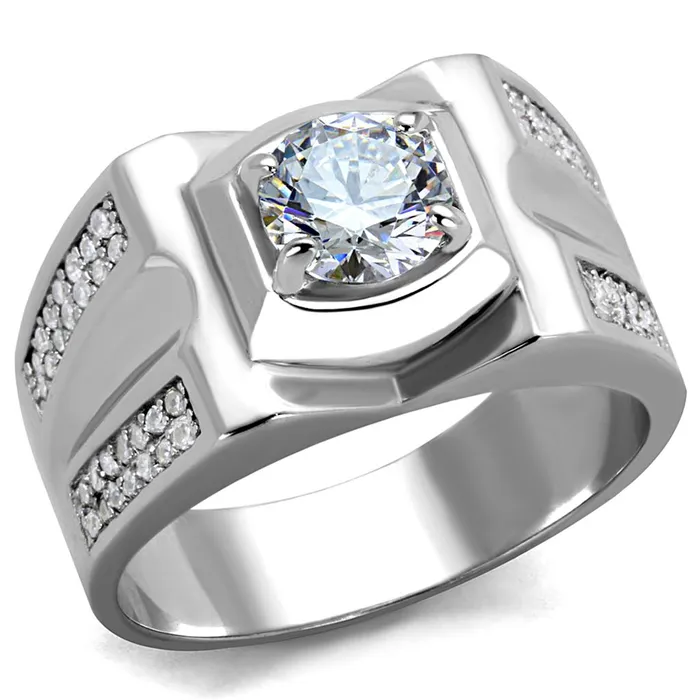 Alamode Rings TS385 Rhodium 925 Sterling Silver Ring with AAA Grade CZ in Clear