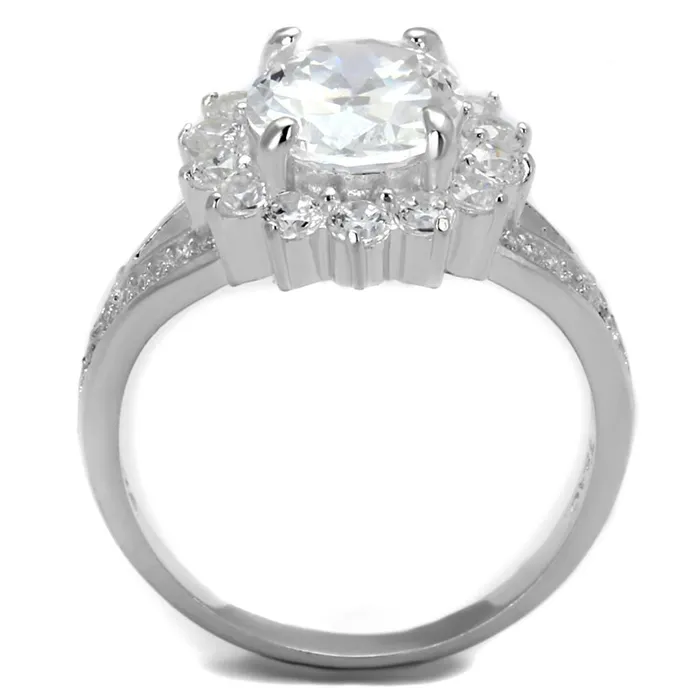 Alamode Rings TS415 Rhodium 925 Sterling Silver Ring with AAA Grade CZ in Clear