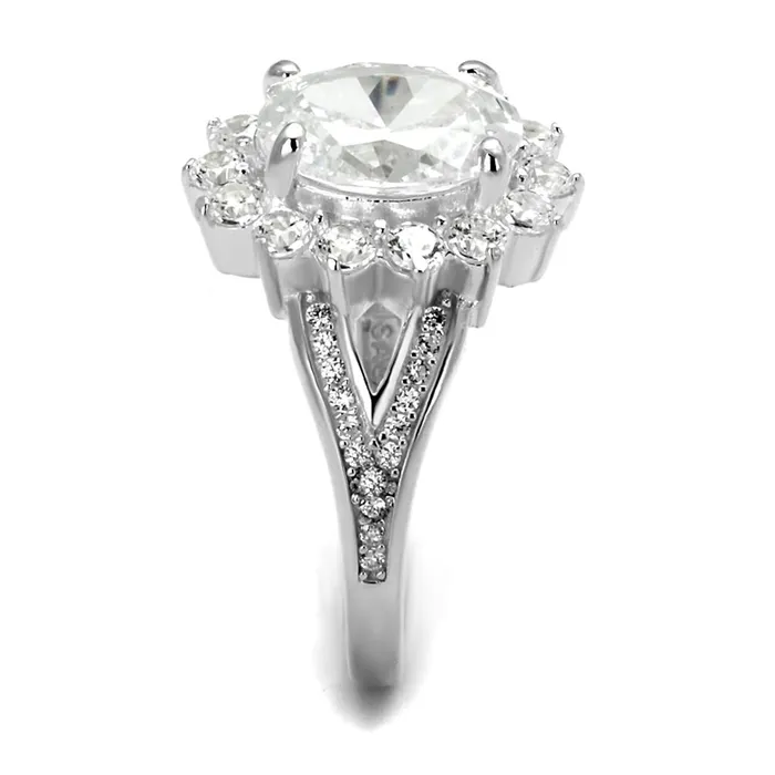 Alamode Rings TS415 Rhodium 925 Sterling Silver Ring with AAA Grade CZ in Clear
