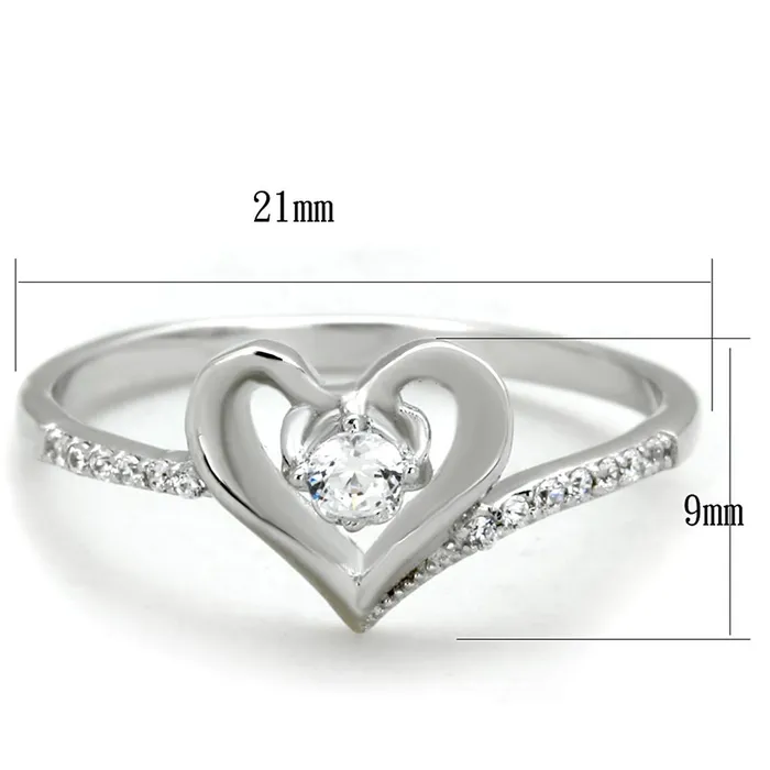 Alamode Rings TS425 Rhodium 925 Sterling Silver Ring with AAA Grade CZ in Clear
