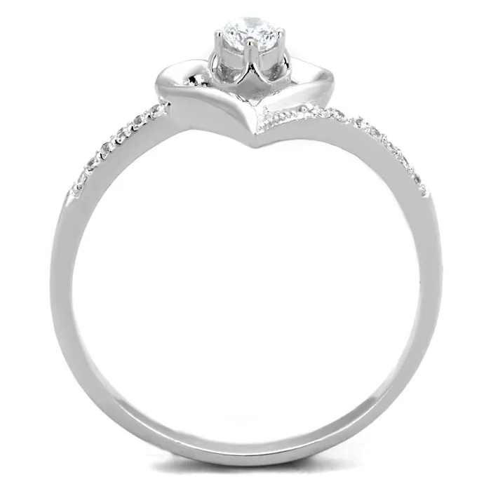 Alamode Rings TS425 Rhodium 925 Sterling Silver Ring with AAA Grade CZ in Clear