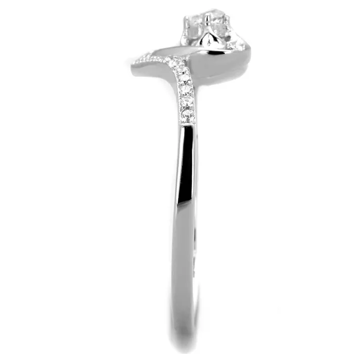Alamode Rings TS425 Rhodium 925 Sterling Silver Ring with AAA Grade CZ in Clear