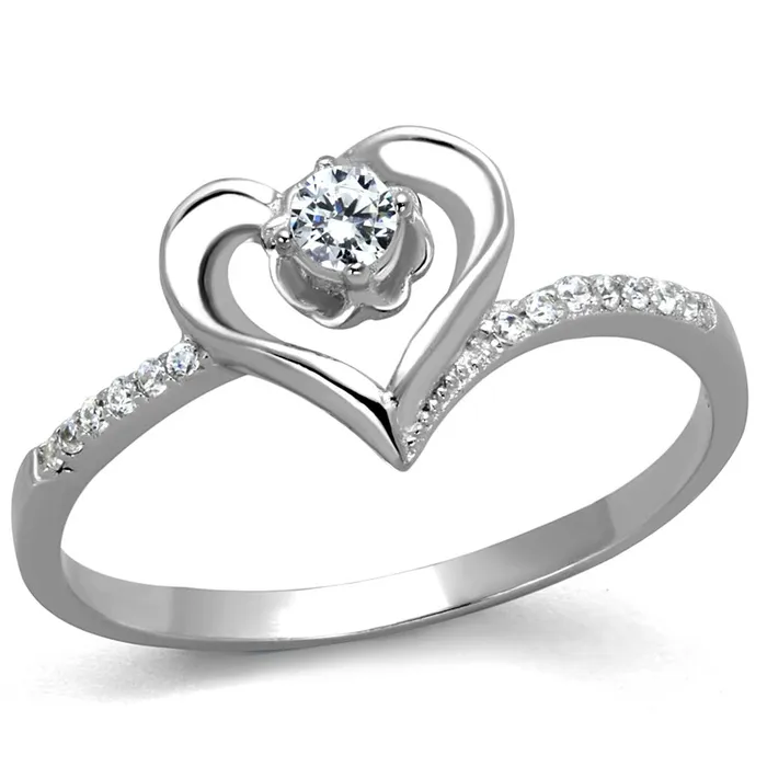 Alamode Rings TS425 Rhodium 925 Sterling Silver Ring with AAA Grade CZ in Clear