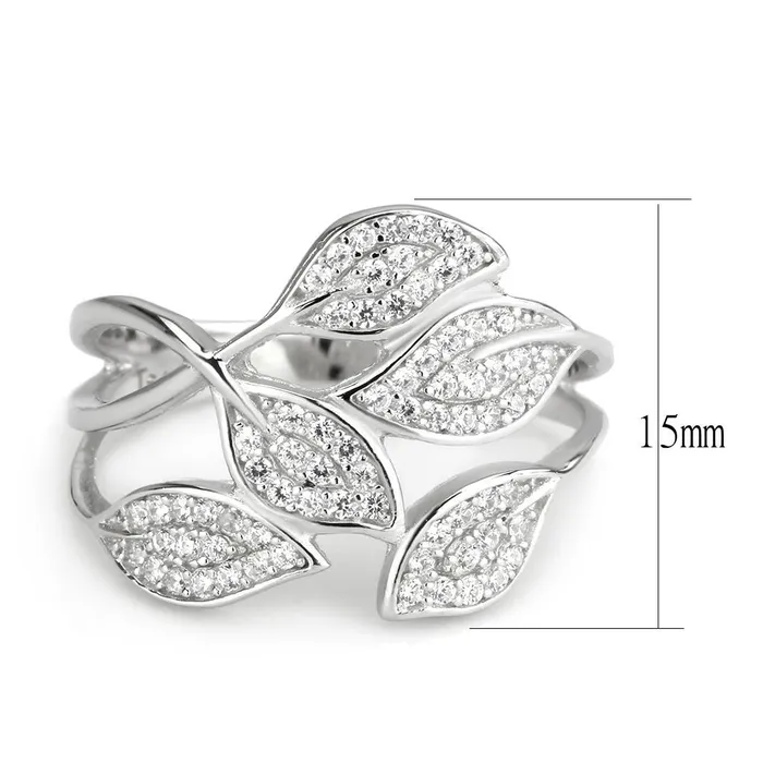 Alamode Rings TS618 Rhodium 925 Sterling Silver Ring with AAA Grade CZ in Clear