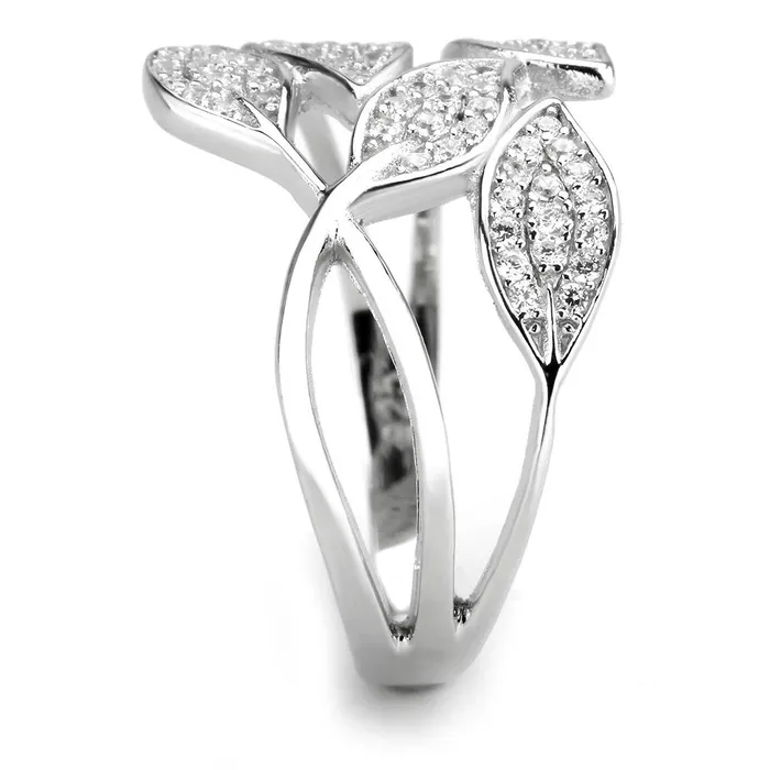 Alamode Rings TS618 Rhodium 925 Sterling Silver Ring with AAA Grade CZ in Clear