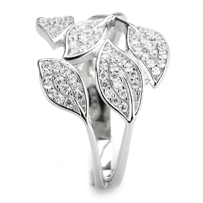 Alamode Rings TS618 Rhodium 925 Sterling Silver Ring with AAA Grade CZ in Clear