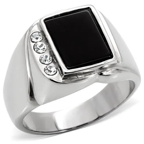 Alamode TK02225 High polished no plating Stainless Steel Ring with SemiPrecious Agate in Jet Rings Alamode TK02225 High polished no plating Stainless Steel Ring with SemiPrecious Agate in Jet Rings