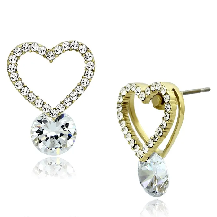 Alamode TK1045 IP GoldIon Plating Stainless Steel Earrings with AAA Grade CZ in Clear Earrings Alamode TK1045 IP GoldIon Plating Stainless Steel Earrings with AAA Grade CZ in Clear Earrings