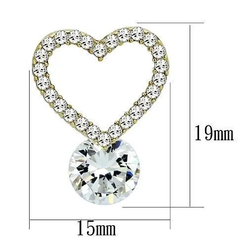Alamode TK1045 IP GoldIon Plating Stainless Steel Earrings with AAA Grade CZ in Clear Earrings