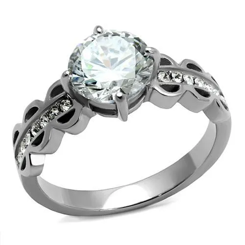 Alamode TK2658 High polished no plating Stainless Steel Ring with AAA Grade CZ in Clear Rings Alamode TK2658 High polished no plating Stainless Steel Ring with AAA Grade CZ in Clear Rings