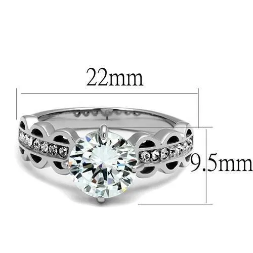 Alamode TK2658 High polished no plating Stainless Steel Ring with AAA Grade CZ in Clear Rings