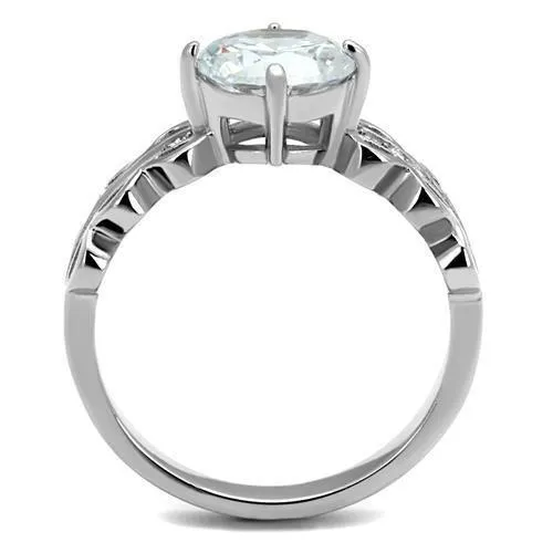 Alamode TK2658 High polished no plating Stainless Steel Ring with AAA Grade CZ in Clear Rings