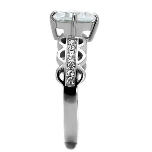 Alamode TK2658 High polished no plating Stainless Steel Ring with AAA Grade CZ in Clear Rings