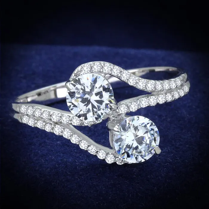 Alamode TS187 Rhodium 925 Sterling Silver Ring with AAA Grade CZ in Clear Rings Alamode TS187 Rhodium 925 Sterling Silver Ring with AAA Grade CZ in Clear Rings