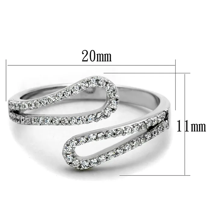 Alamode TS267 Rhodium 925 Sterling Silver Ring with AAA Grade CZ in Clear Rings