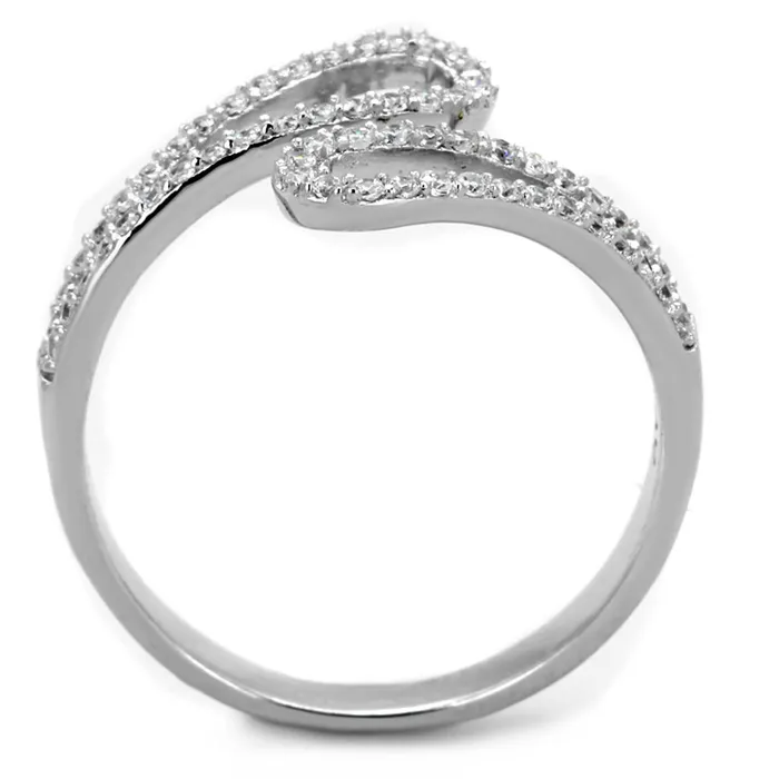 Alamode TS267 Rhodium 925 Sterling Silver Ring with AAA Grade CZ in Clear Rings