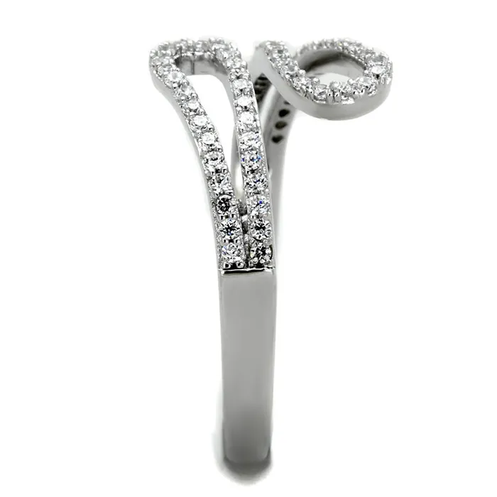 Alamode TS267 Rhodium 925 Sterling Silver Ring with AAA Grade CZ in Clear Rings