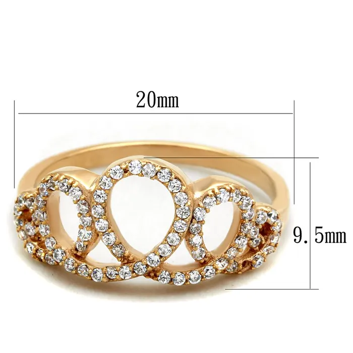 Alamode TS279 Rose Gold 925 Sterling Silver Ring with AAA Grade CZ in Clear Rings