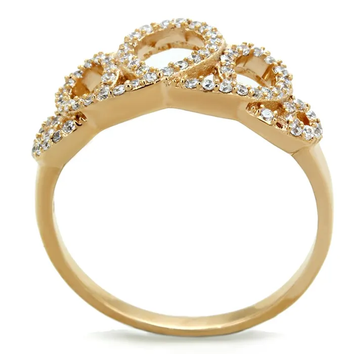 Alamode TS279 Rose Gold 925 Sterling Silver Ring with AAA Grade CZ in Clear Rings