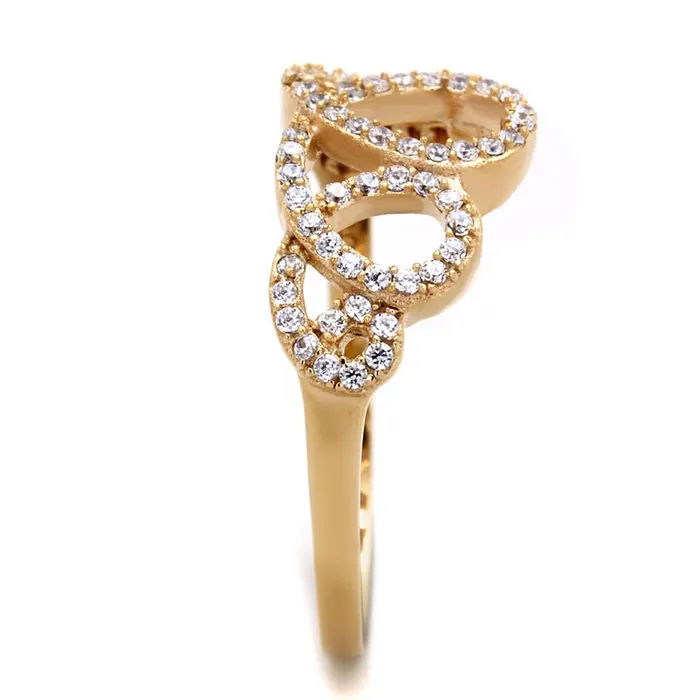 Alamode TS279 Rose Gold 925 Sterling Silver Ring with AAA Grade CZ in Clear Rings