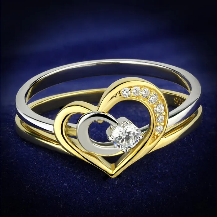 Alamode TS565 GoldRhodium 925 Sterling Silver Ring with AAA Grade CZ in Clear Rings Alamode TS565 GoldRhodium 925 Sterling Silver Ring with AAA Grade CZ in Clear Rings