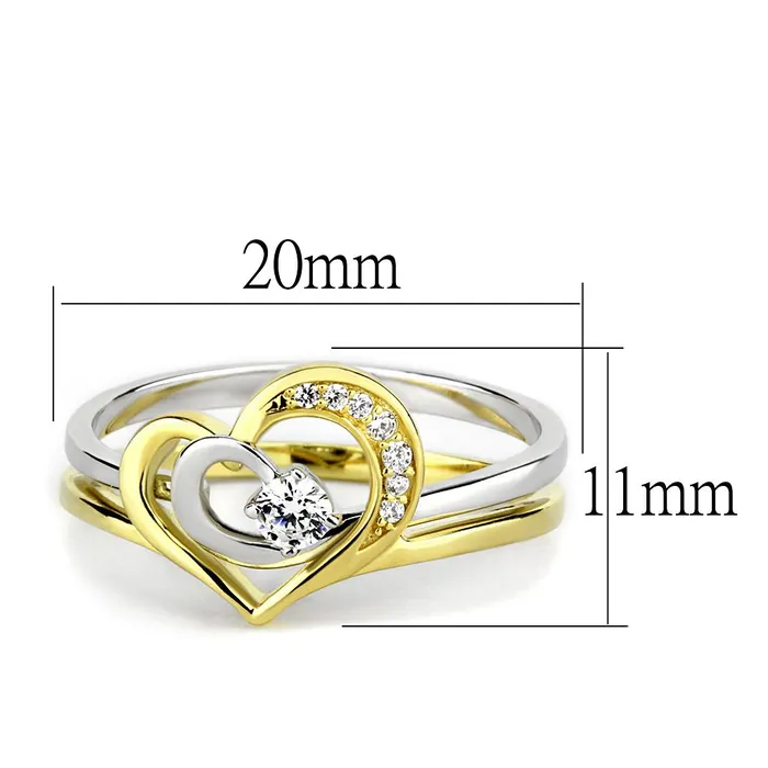 Alamode TS565 GoldRhodium 925 Sterling Silver Ring with AAA Grade CZ in Clear Rings