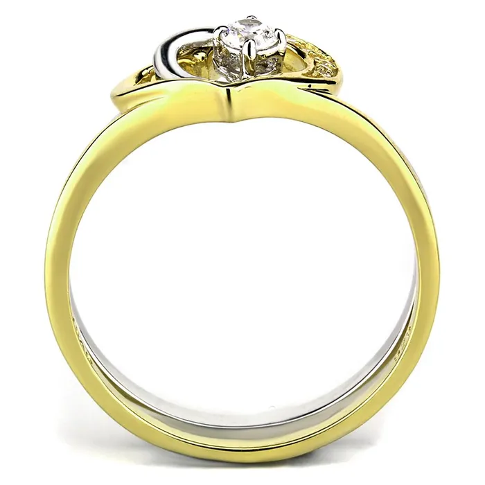 Alamode TS565 GoldRhodium 925 Sterling Silver Ring with AAA Grade CZ in Clear Rings