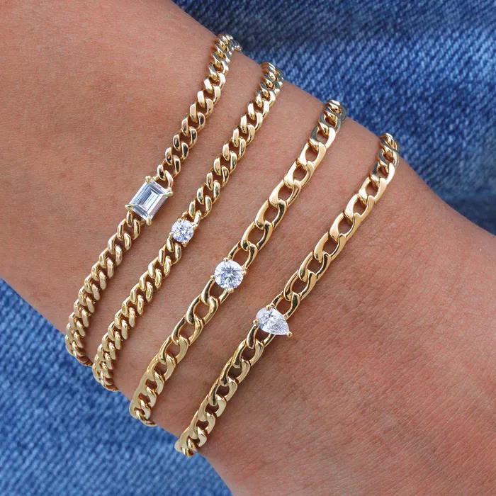 anitako Bracelets CHAIN BRACELET WITH ROUND DIAMOND CENTER