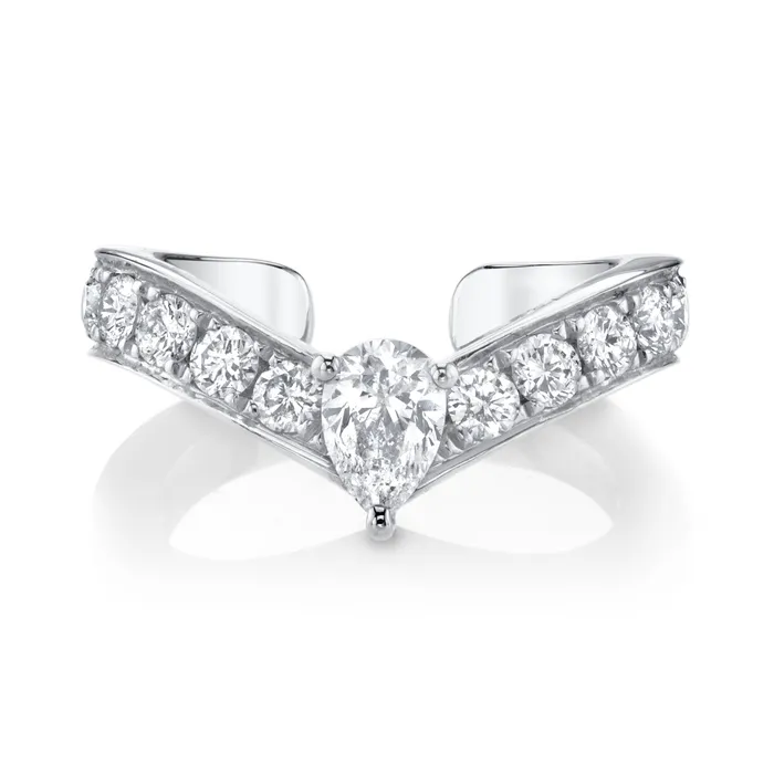 anitako Earrings CURVED DIAMOND EAR CUFF WITH PEAR DIAMOND CENTER