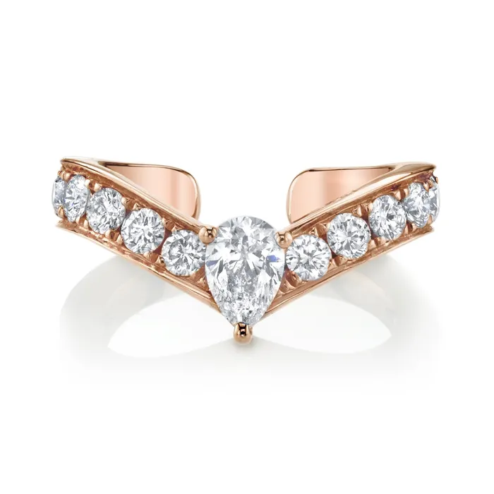 anitako Earrings CURVED DIAMOND EAR CUFF WITH PEAR DIAMOND CENTER