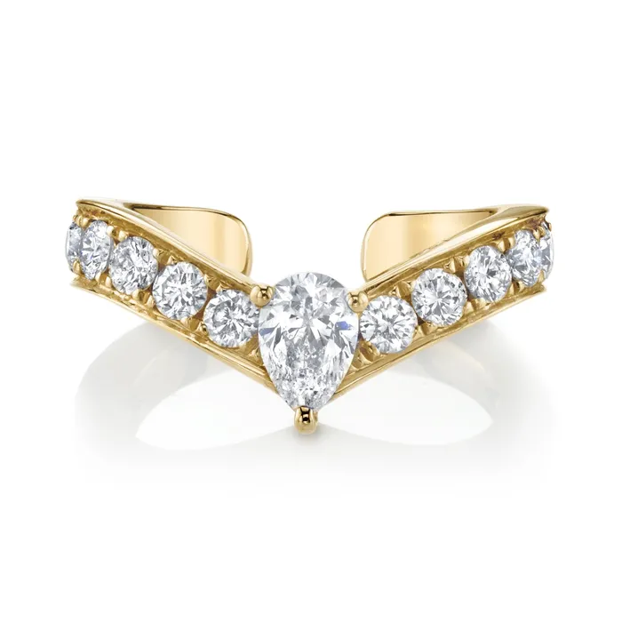 anitako Earrings CURVED DIAMOND EAR CUFF WITH PEAR DIAMOND CENTER