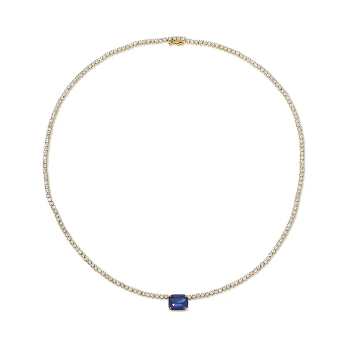 anitako HEPBURN CHOKER WITH EMERALD CUT BLUE SAPPHIRE CENTER Rings