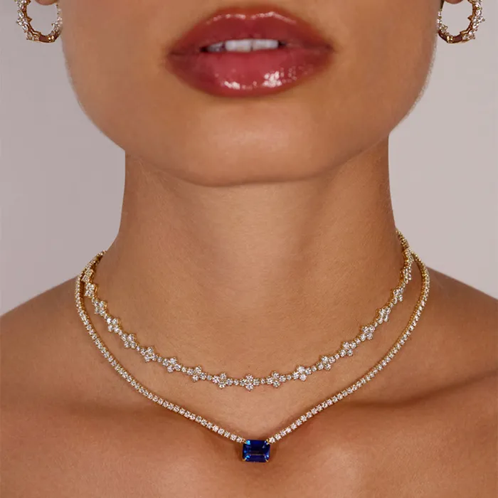 anitako HEPBURN CHOKER WITH EMERALD CUT BLUE SAPPHIRE CENTER Rings